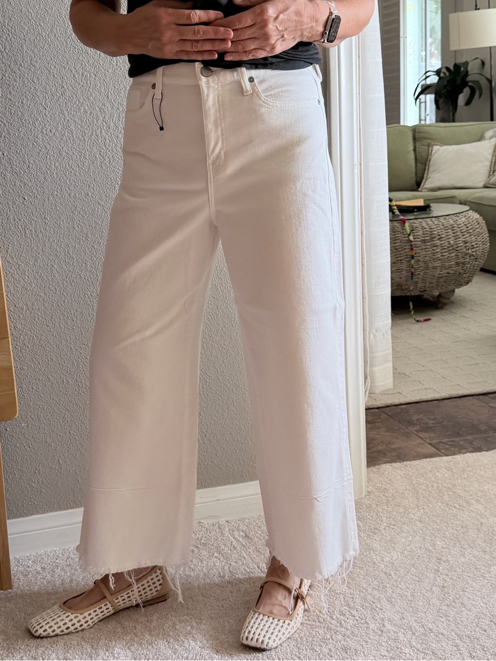 Banana Republic High-Rise Wide-Leg White Jeans